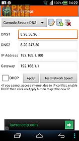 wifi settings (dns,ip,gateway)