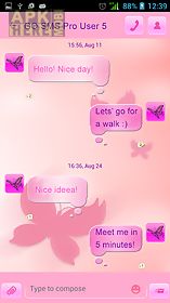 pink butterflies for go sms