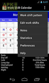 work shift calendar
