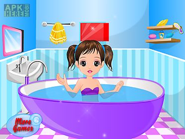 little girl bathing