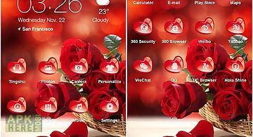 Red rose and heart best theme