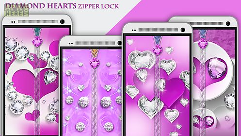 diamond hearts zipper lock
