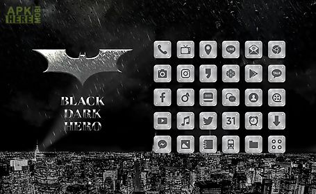 black dark hero launcher theme
