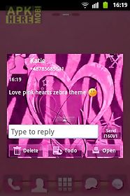 go sms pink theme heart zebra