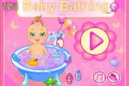 cute baby taking bath
