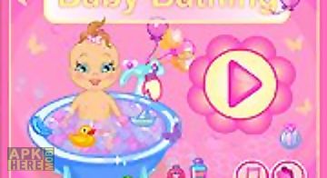 Cute baby taking bath