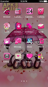 cute pink bear love theme