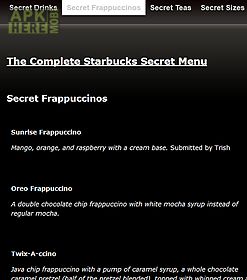 complete starbucks secret menu
