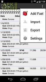 fillup - gas mileage log