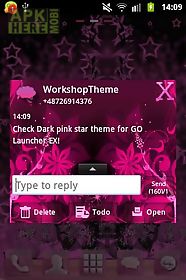 theme pink flower go sms