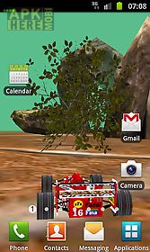3d car racing rocky landscape
